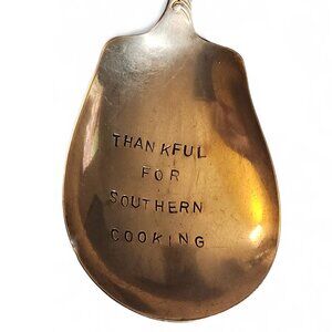 National Silverplate Serving Spoon Engraved "Thankful For Southern Cookings" 8"